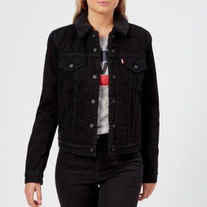 Levi's Black Denim Sherpa Trucker Jacket